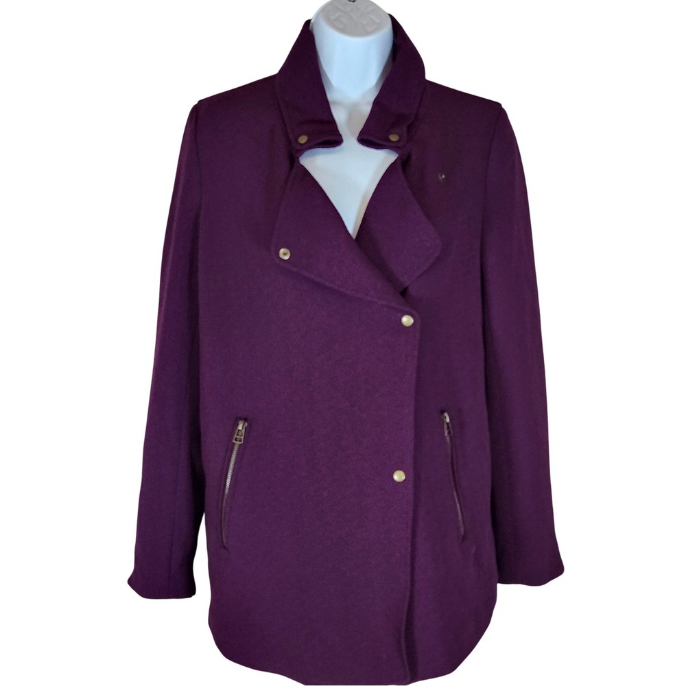 Bar III Moto Jacket Womens XS Purple Asymmetrical Zip Pockets Coat